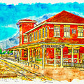 Railway Museum of San Angelo, Texas - pen sketch and watercolor Digital Art by Nicko Prints Railway Museum of San Angelo, Texas - pen sketch and watercolor Digital Art by Nicko Prints