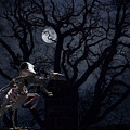 Raven and Rat Skeleton in Moonlight - Halloween by Colleen Cornelius Raven and Rat Skeleton in Moonlight - Halloween by Colleen Cornelius