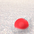 Red Ball in Snow Mixed Media by Moira Law Red Ball in Snow Mixed Media by Moira Law
