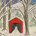 Red Bridge in the Snow Painting by Lisa Neuman Red Bridge in the Snow Painting by Lisa Neuman