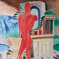 Red Warrior and the Temple Painting by Enrico Garff Red Warrior and the Temple Painting by Enrico Garff