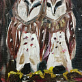 Resident Gangstas Backyard Barn Owls Painting by Roxy Rich Resident Gangstas Backyard Barn Owls Painting by Roxy Rich