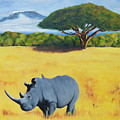 Rhino and Kilimanjaro Painting by Tracy Hutchinson Rhino and Kilimanjaro Painting by Tracy Hutchinson