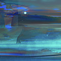 River Cruise Moon Descending Mixed Media by Zsanan Studio