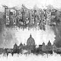 ROME BLACK AND WHITE stylized skyline by Stefano Senise