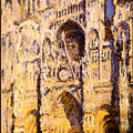 Rouen Cathedral Portal and Tour d Albane Full Sunlight Harmony in Blue and Gold Painting by Claude Monet Rouen Cathedral Portal and Tour d Albane Full Sunlight Harmony in Blue and Gold Painting by Claude Monet
