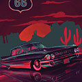 Route 66 Pontiac Bonneville painting Painting by Sassan Filsoof Route 66 Pontiac Bonneville painting Painting by Sassan Filsoof