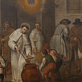 Saint John of Matha distributing alms  Painting by Spanish School    th century  probably by Alejandro LOARTE