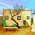 San Xavier Courtyard by Rod Whyte