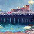 Santa Cruz Wharf Dusk Painting by PJ Kirk Santa Cruz Wharf Dusk Painting by PJ Kirk