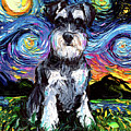 Schnauzer Night Painting by Aja Trier Schnauzer Night Painting by Aja Trier