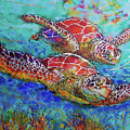 Sea Turtle Buddies II Painting by Jyotika Shroff Sea Turtle Buddies II Painting by Jyotika Shroff