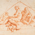 Seated Apostles and Putti Drawing by Giovanni Lanfranco Seated Apostles and Putti Drawing by Giovanni Lanfranco