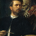 Self Portrait With Death Playing The Fiddle 1872 Painting by Arnold Boecklin Self Portrait With Death Playing The Fiddle 1872 Painting by Arnold Boecklin