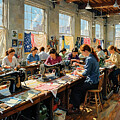 Sewing American Flags in History by AI Digital