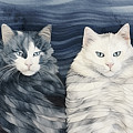 Shibori Cats Painting by Mindy Sommers