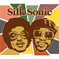 Silk Sonic Bruno Mars Anderson Paak Retro Distressed by Kirania Finest