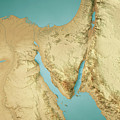 Sinai Peninsula 3D Render Topographic Map Color Poster by Frank ...