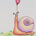 Snail With Red Balloon Drawing by Vicki Noble Snail With Red Balloon Drawing by Vicki Noble