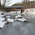 Snow and Ice Under the Bridge Photograph by Steve Brown Snow and Ice Under the Bridge Photograph by Steve Brown