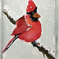 Snowy Cardinal Painting by Roxy Rich Snowy Cardinal Painting by Roxy Rich