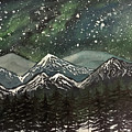 Snowy Mountains with Aurora Painting by Lisa Neuman Snowy Mountains with Aurora Painting by Lisa Neuman