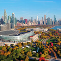 Soldier Field Autumn Aerial by Adam Romanowicz