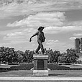 Sower Statue on the campus of the University of Oklahoma in panoramic black and white Photograph by Eldon McGraw Sower Statue on the campus of the University of Oklahoma in panoramic black and white Photograph by Eldon McGraw