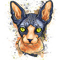 Sphynx cat painting, Splatter watercolor sphynx Painting by Nadia CHEVREL Sphynx cat painting, Splatter watercolor sphynx Painting by Nadia CHEVREL