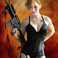 Spy in Lingerie with M16 Photograph by Jon Volden Spy in Lingerie with M16 Photograph by Jon Volden