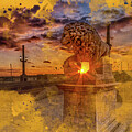 St Augustine Sunrise Lion Alcohol Ink Treatment by Joseph Desiderio