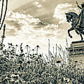 St. Louis Tribute To Its Namesake On Art Hill - Sepia Panoramic View by Gregory Ballos