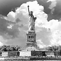  Statue Of Liberty Majestic Clouds Black and White by Christopher Arndt