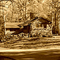 Stone cabin in the Woods Sepia Photograph by Stacie Siemsen Stone cabin in the Woods Sepia Photograph by Stacie Siemsen