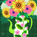 Summer Flowers in Coffee Pot by Valerie Drake Lesiak