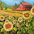 Sunflower Field Painting by Mike Bergen Sunflower Field Painting by Mike Bergen