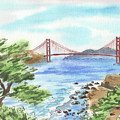 Sunny Day In San Francisco Bay Golden Gate Bridge Watercolor Painting by Irina Sztukowski Sunny Day In San Francisco Bay Golden Gate Bridge Watercolor Painting by Irina Sztukowski