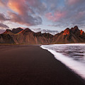 Sunset at Vestrahorn Mountain and Stokksnes Beach by Alexios Ntounas