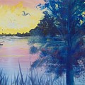 Sunrise on the Lake Painting by Saundra Johnson Sunrise on the Lake Painting by Saundra Johnson