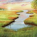 Sunset at Mill Creek Watercolor Painting by Michelle Constantine Sunset at Mill Creek Watercolor Painting by Michelle Constantine