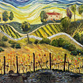Sunset at the Villa Painting by Roxy Rich Sunset at the Villa Painting by Roxy Rich