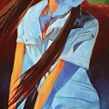 Sunset Girl Diptyque Painting by Sv Bell Sunset Girl Diptyque Painting by Sv Bell