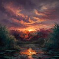 Sunset over Lily Pond by Stephanie Fischer