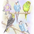 Sweet Budgies Bird Party by Shari Warren