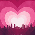 Syracuse New York Skyline Hearts Pink #09 by Michael Tompsett