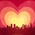 Syracuse New York Skyline Hearts Red Yellow #77 by Michael Tompsett