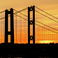 Tacoma Narrows Bridges Fiery Sunset Photograph by Rob Green Tacoma Narrows Bridges Fiery Sunset Photograph by Rob Green