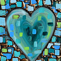 Teal Mosaic Heart Painting by Amanda Dagg Teal Mosaic Heart Painting by Amanda Dagg