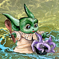 The Child Yoda 05 Painting by Miki De Goodaboom The Child Yoda 05 Painting by Miki De Goodaboom