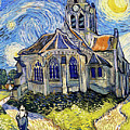 The Church at Auvers on a Starry Night - digital recreation Digital Art by Nicko Prints The Church at Auvers on a Starry Night - digital recreation Digital Art by Nicko Prints